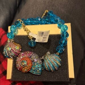 Heidi Daus Multicolor Shell Necklace with Blue Beads